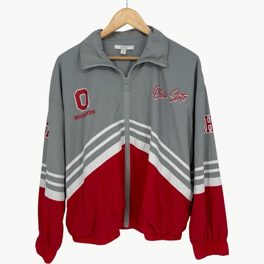 WEAR by Erin Andrews Ohio State Buckeyes Throwback Jacket Size Medium Red Gray